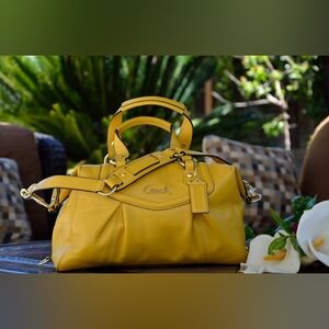 COACH Ashley Leather Tote Bag in Sunflower